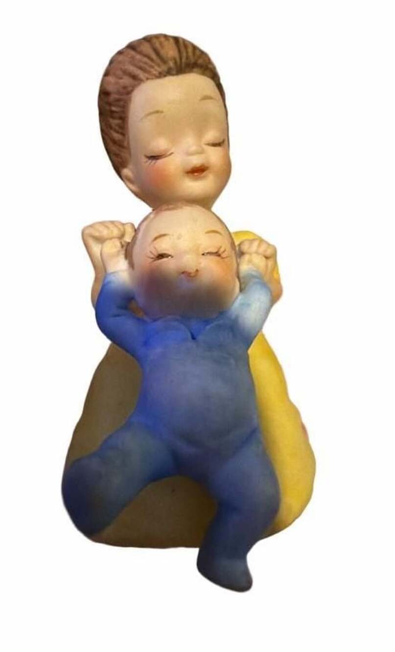 Vintage 1974 George Good Corporation Porcelain Figurine Girl with Baby